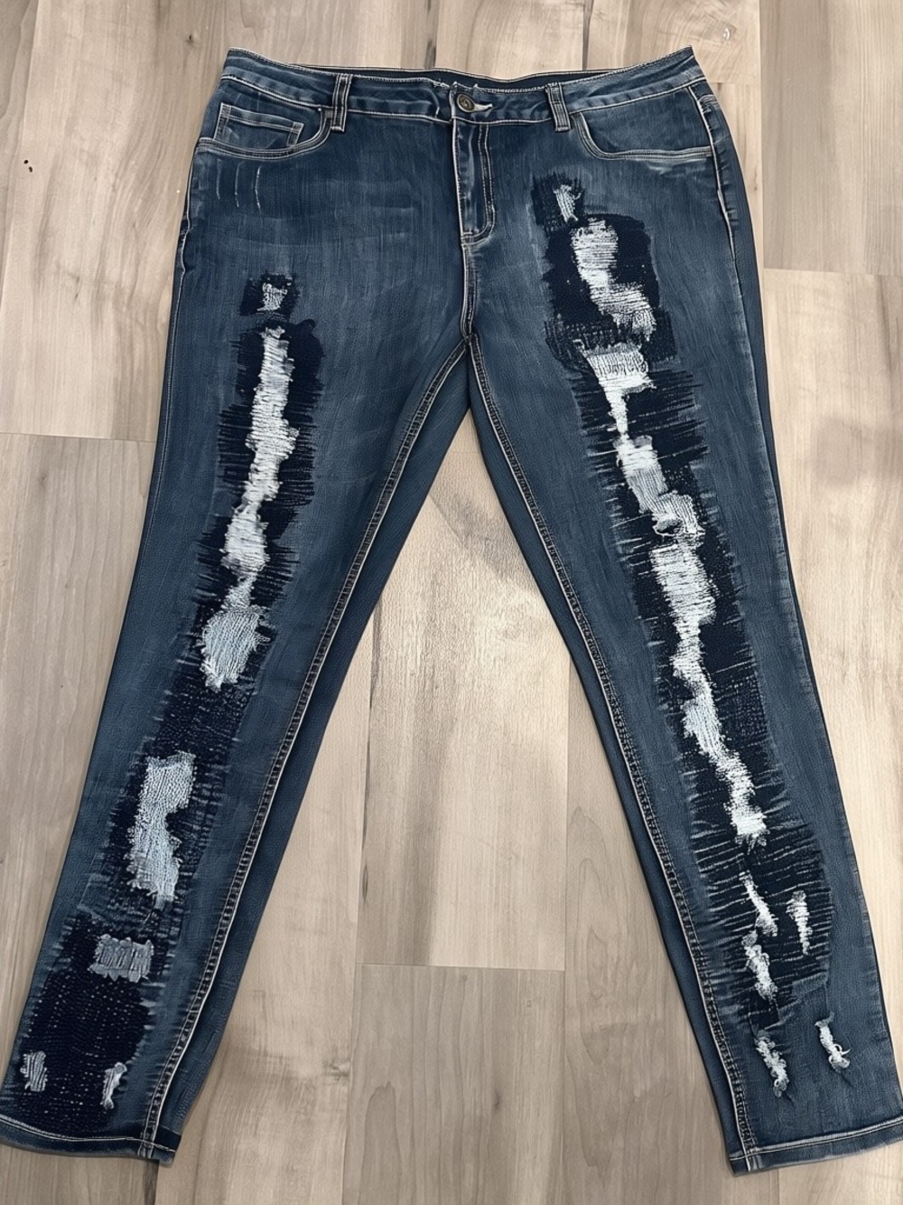 indigo Thread Co Heavily Distressed Slim Jeans 14